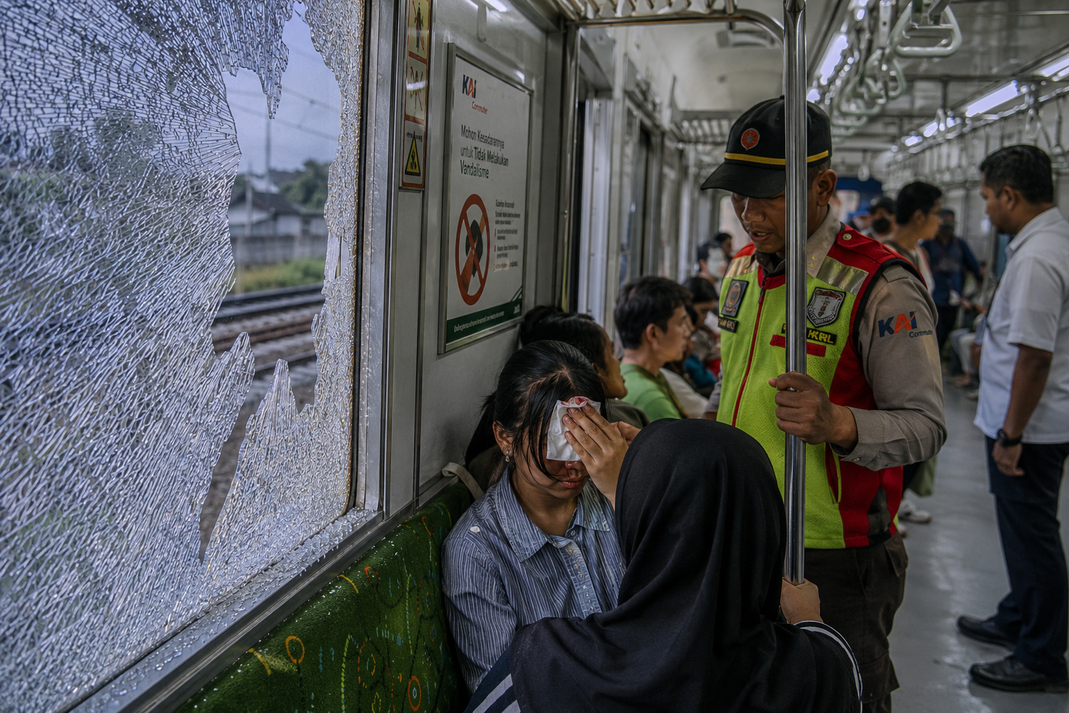 KAI Commuter Kecam Vandalisme, Kaca KRL Green Line Pecah dan Penumpang Terluka