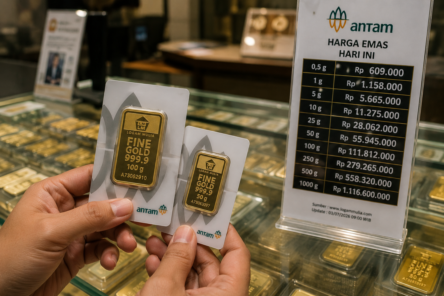 Harga Emas Antam Naik Lagi, Nyaris Sentuh Rp2,7 Juta per Gram