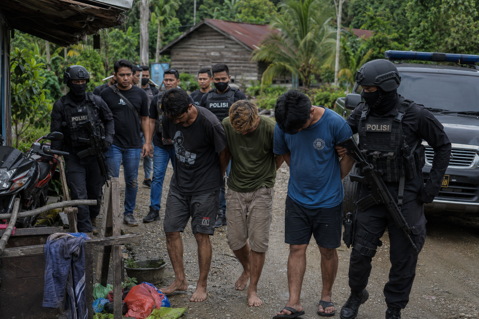 Polisi Tangkap Tiga Terduga Penyerang Aparat di Katingan, Perburuan Pelaku Lain Berlanjut
